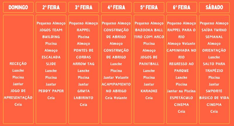  Plano de atividades do campos de ferias perto de lisboa
