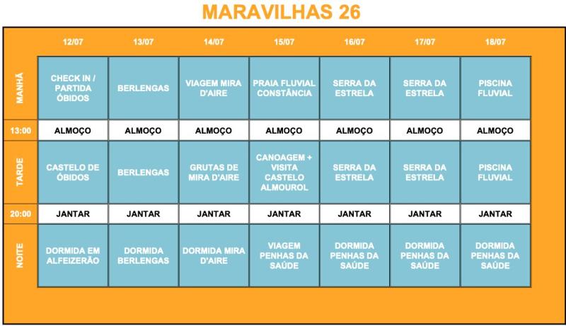 Programa Semanal Campo de férias Maravilhas Semana 1