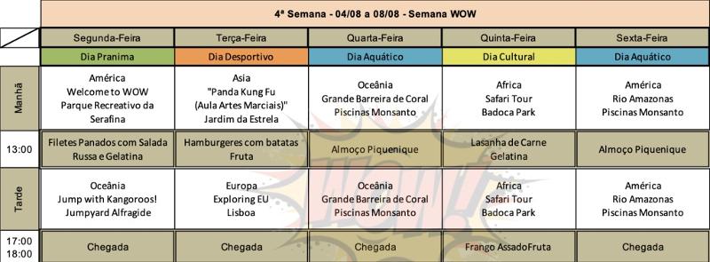 Programação 4ª Semana
