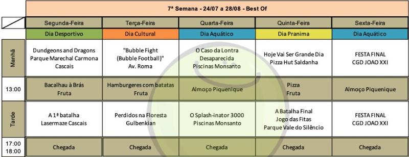 Programação 7ª Semana