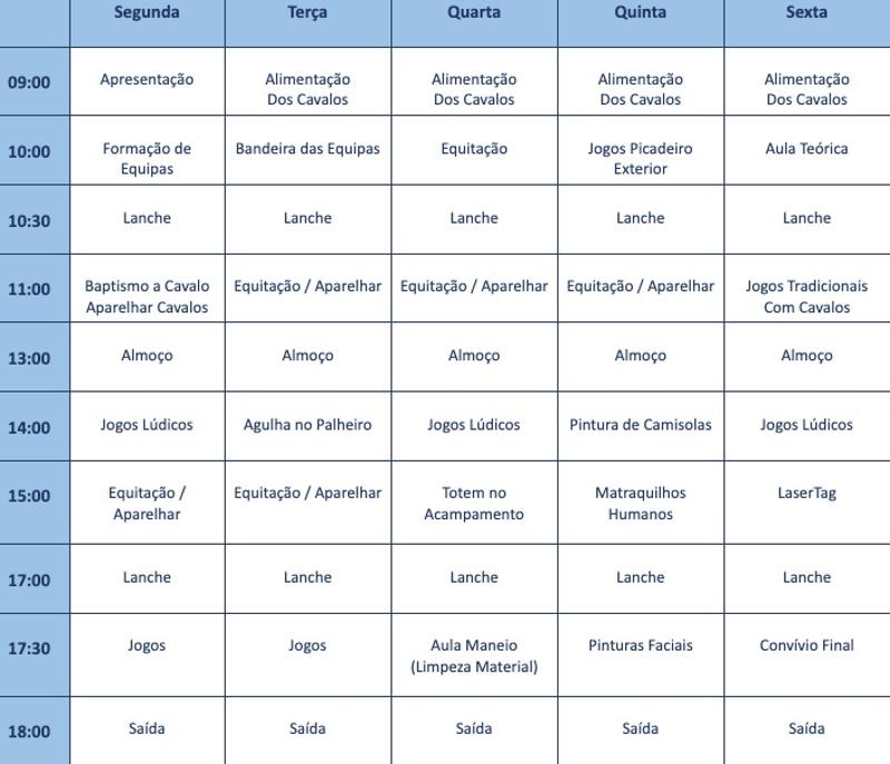 Planificação da Semana