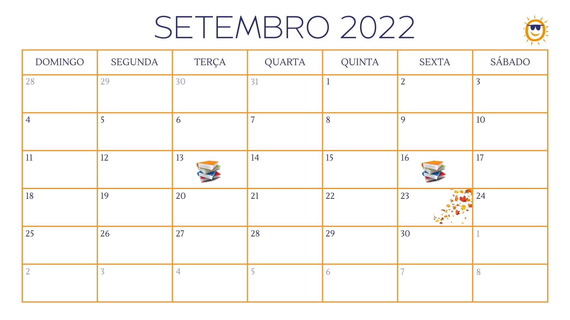 calendário escolar de setembro