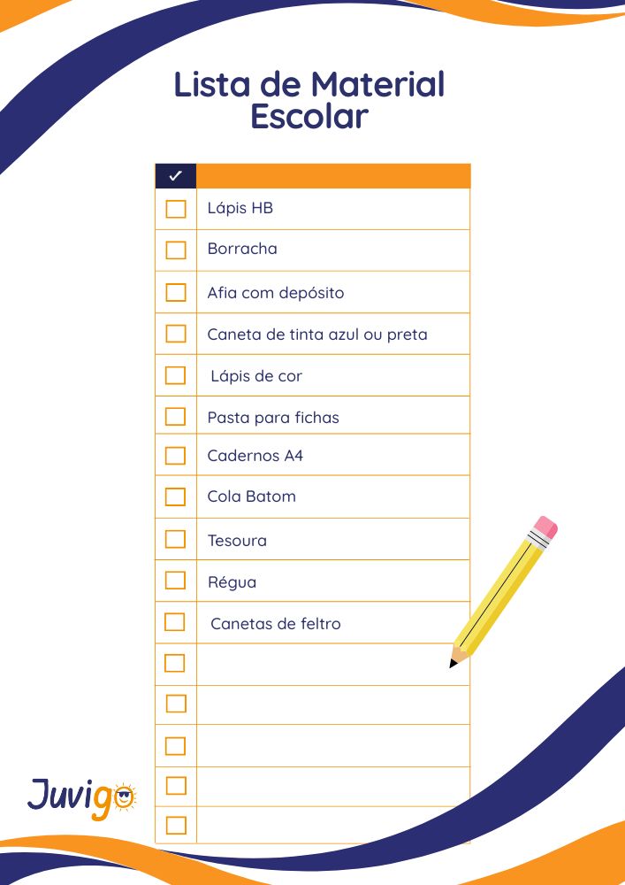 Sugestão de lista de material escolar para o inicio das aulas